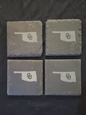Oklahoma State Outline Slate Coasters - Set of 4